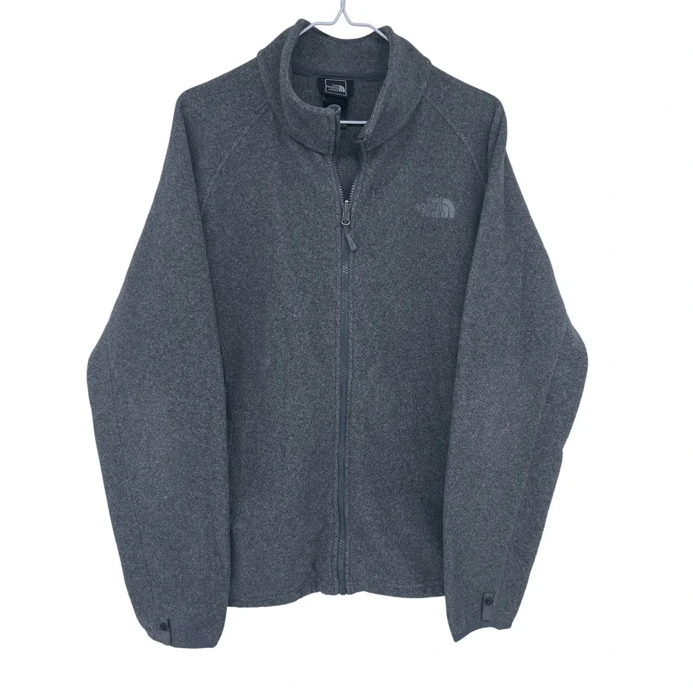Gray The North Face‎ Full Zip Fleece Jacket Large Mens Sweatshirt Outdoor